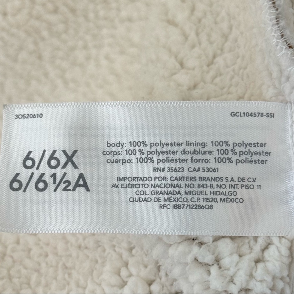 OSHKOSH B’GOSH Girls Faux Suede Jacket With Sherpa Cream Fleece Size 6/6X Warm - Picture 14 of 15